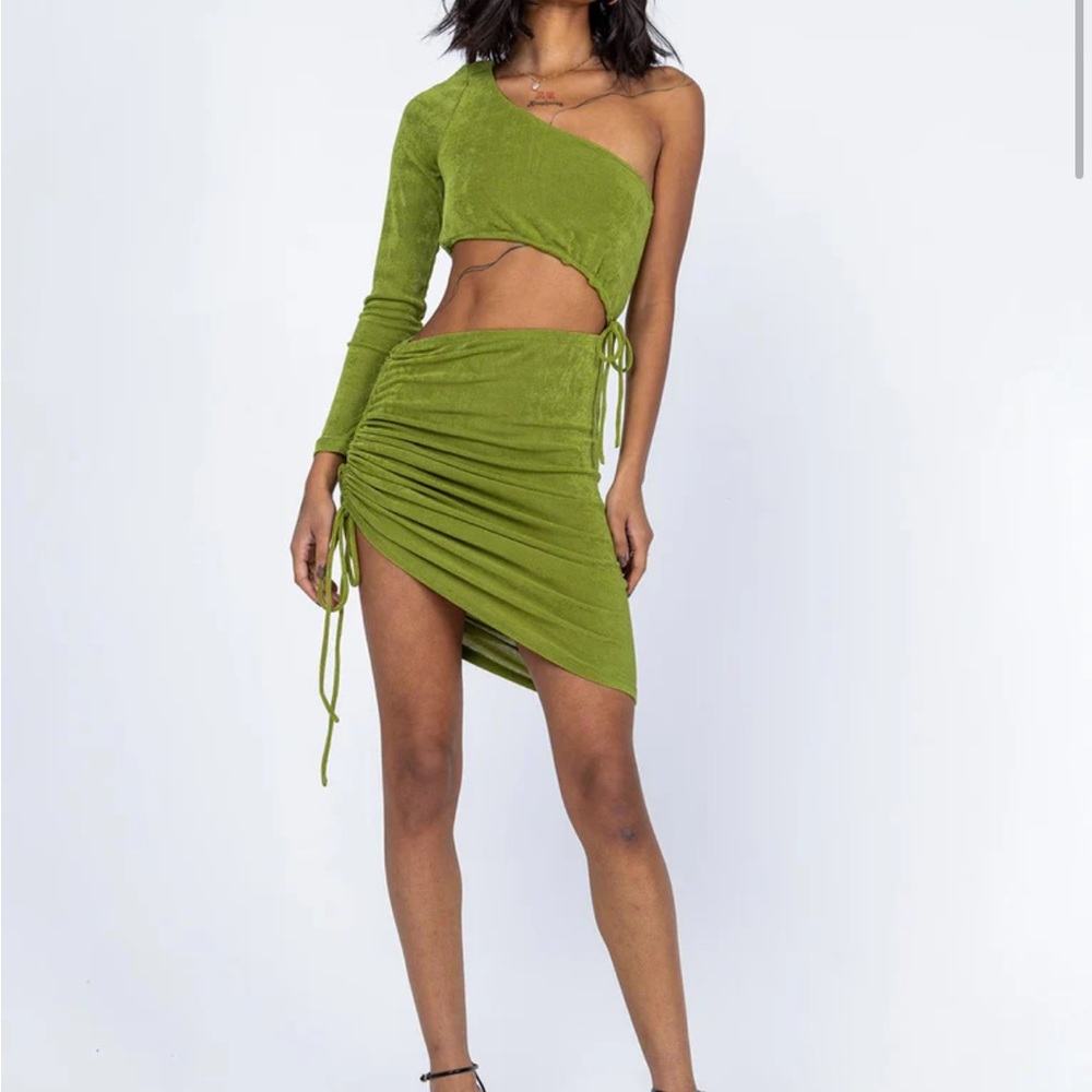 Princess Polly Green Asymmetrical Wrap Mini Dress